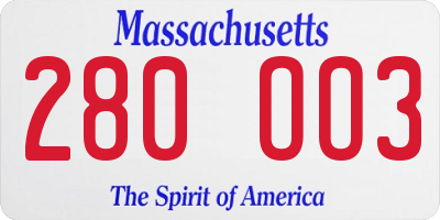 MA license plate 280OO3