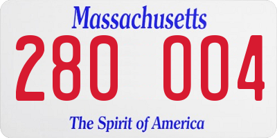 MA license plate 280OO4