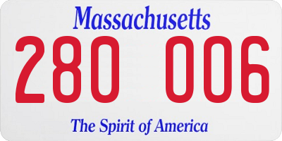 MA license plate 280OO6