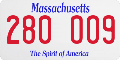 MA license plate 280OO9