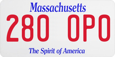 MA license plate 280OP0