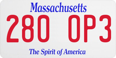 MA license plate 280OP3