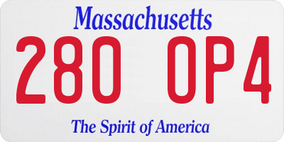 MA license plate 280OP4
