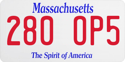 MA license plate 280OP5