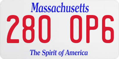 MA license plate 280OP6