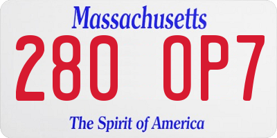 MA license plate 280OP7