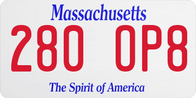 MA license plate 280OP8