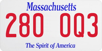 MA license plate 280OQ3