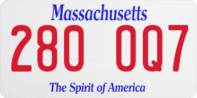 MA license plate 280OQ7
