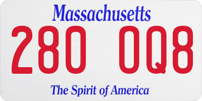 MA license plate 280OQ8
