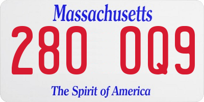MA license plate 280OQ9