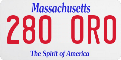 MA license plate 280OR0