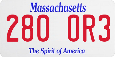 MA license plate 280OR3