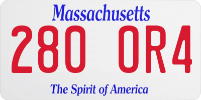 MA license plate 280OR4