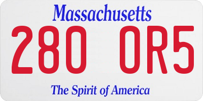 MA license plate 280OR5