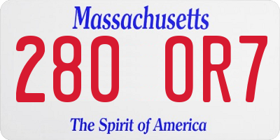 MA license plate 280OR7