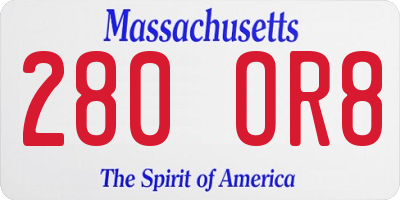 MA license plate 280OR8