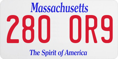 MA license plate 280OR9