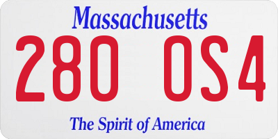 MA license plate 280OS4