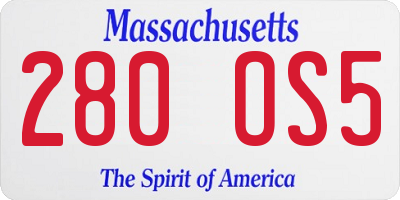 MA license plate 280OS5