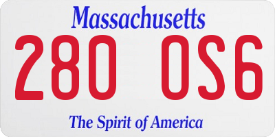MA license plate 280OS6