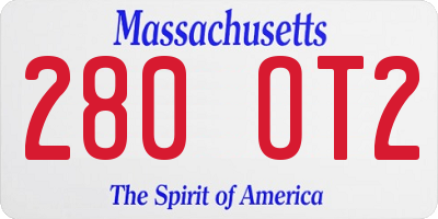 MA license plate 280OT2
