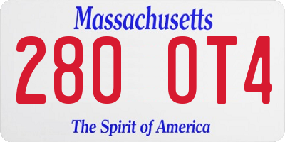 MA license plate 280OT4