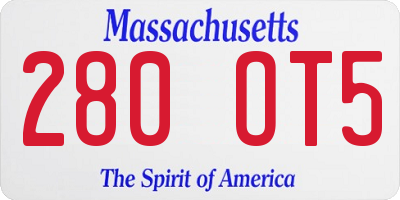 MA license plate 280OT5