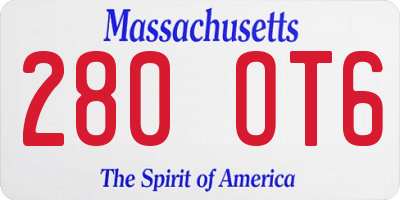 MA license plate 280OT6