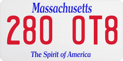 MA license plate 280OT8