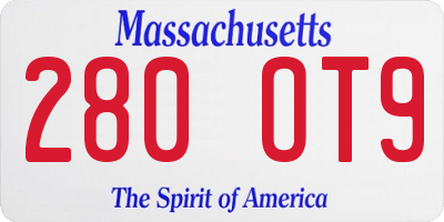 MA license plate 280OT9