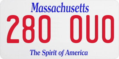 MA license plate 280OU0