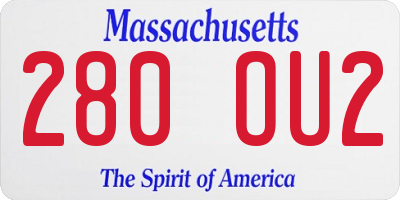 MA license plate 280OU2