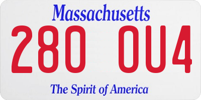 MA license plate 280OU4