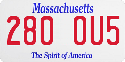 MA license plate 280OU5