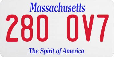 MA license plate 280OV7