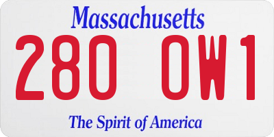 MA license plate 280OW1