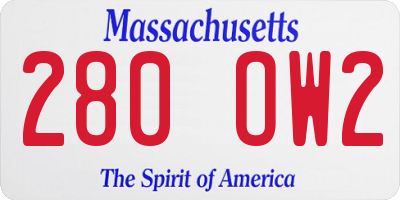 MA license plate 280OW2