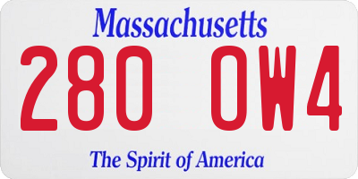 MA license plate 280OW4