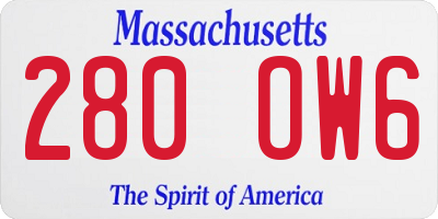 MA license plate 280OW6