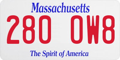 MA license plate 280OW8