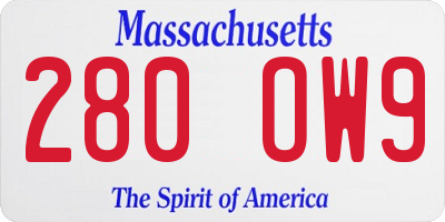 MA license plate 280OW9