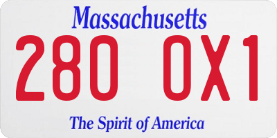 MA license plate 280OX1