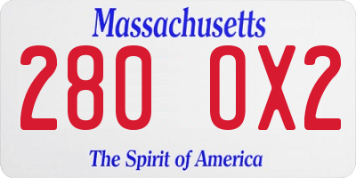 MA license plate 280OX2