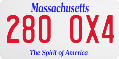 MA license plate 280OX4