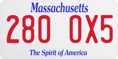 MA license plate 280OX5