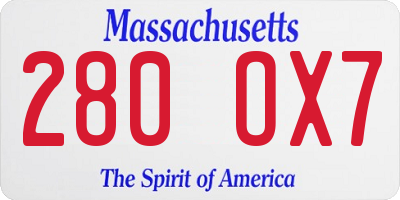 MA license plate 280OX7
