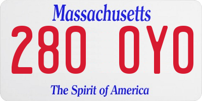 MA license plate 280OY0