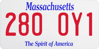 MA license plate 280OY1
