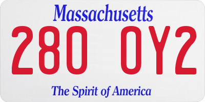 MA license plate 280OY2